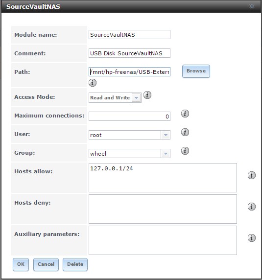 Freenas local rsync