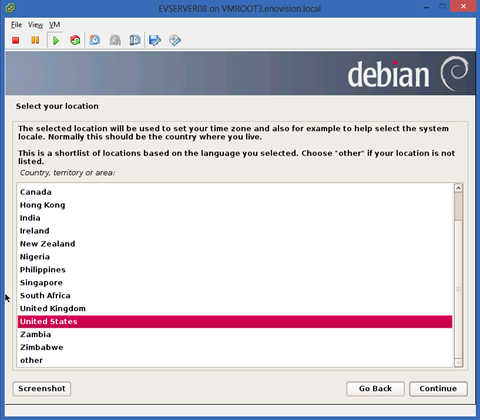 installation of Debian 7 on VMware