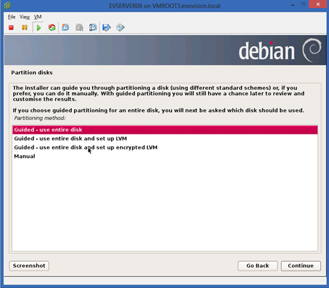 installation of Debian 7 on VMware