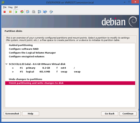 installation of Debian 7 on VMware