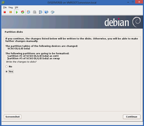 installation of Debian 7 on VMware