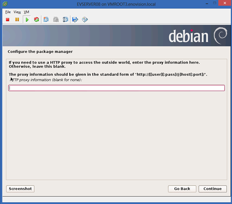 installation of Debian 7 on VMware