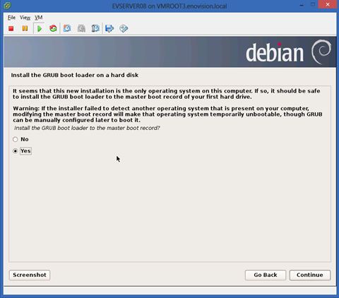 installation of Debian 7 on VMware