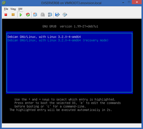 installation of Debian 7 on VMware